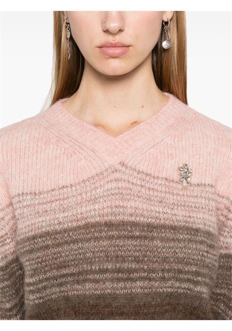 Pink and brown cropped V-neck sweater Simone Rocha - women SIMONE ROCHA | MIMK5B0657RSOMBR